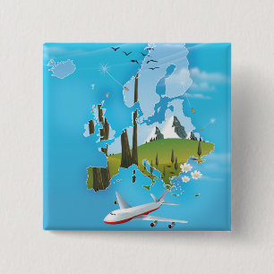 Chapa Cuadrada Afiche de viajes del paisaje del Mapa de Europa