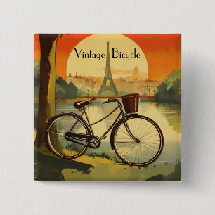 Chapa Cuadrada Afiche de viajes en bicicleta, personalizable de P