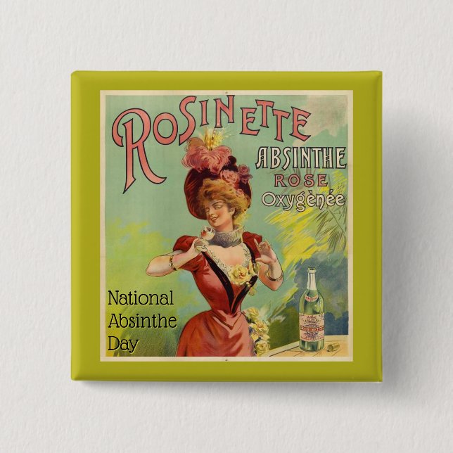 Chapa Cuadrada Afiche del Día Nacional del Absinthe (Anverso)