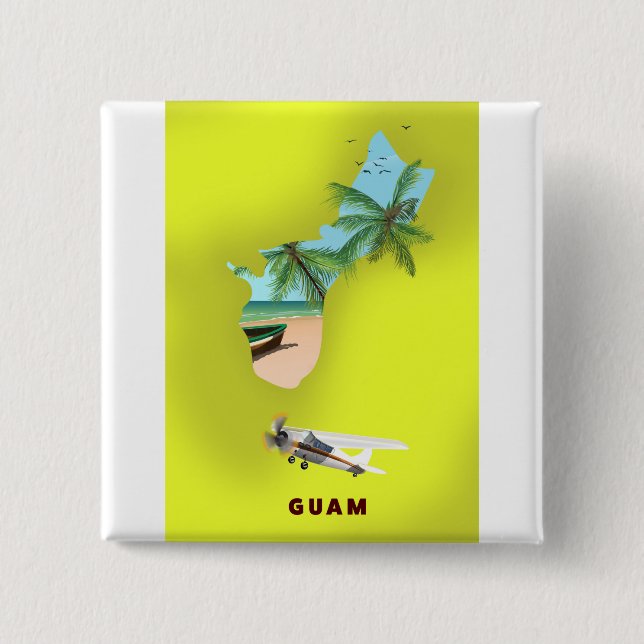 Chapa Cuadrada Afiche ilustrado de Guam (Anverso)
