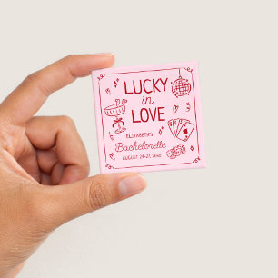 Chapa Cuadrada Afortunada en el Amor Desenfadada Tarjeta de Solte