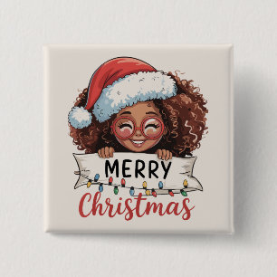 Chapa Cuadrada Afroamericano Feliz Navidad Africano Negro