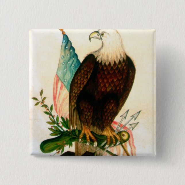 Chapa Cuadrada Águila calva con la bandera (Anverso)