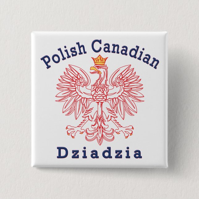 Chapa Cuadrada Águila canadiense polaca Dziadzia (Anverso)