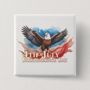 Chapa Cuadrada Águila del 4 de Julio – Diseño de Arte Patriótico