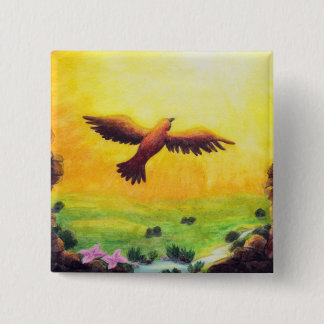 Chapa Cuadrada águila vintage de pintura de acuarela que se adent