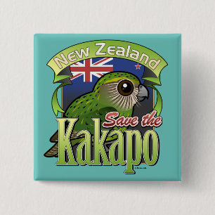 Chapa Cuadrada Ahorre el Kakapo de Nueva Zelanda