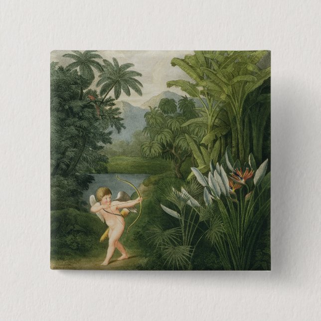 Chapa Cuadrada Ajardine con el Cupid que apunta una flecha a un (Anverso)