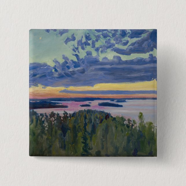 Chapa Cuadrada Akseli Gallen-Kallela - Vista sobre un lago al ata (Anverso)