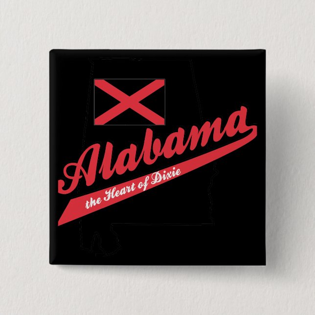 Chapa Cuadrada Alabama Corazón de Dixie (Anverso)