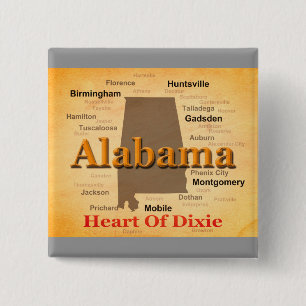 Chapa Cuadrada Alabama envejeció la silueta del mapa
