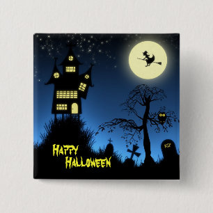 Chapa Cuadrada Alarmante casa embrujada Halloween Decorativo