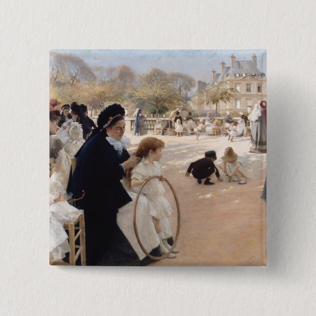 Chapa Cuadrada Albert Edelfelt - Jardines de Luxemburgo, París (Anverso)