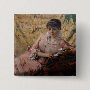 Chapa Cuadrada Albert Edelfelt - The Reading Parisienne
