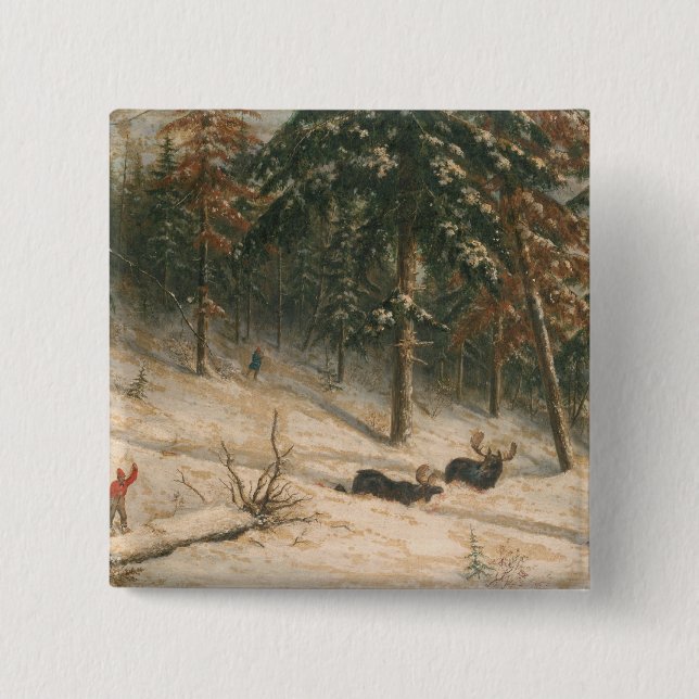 Chapa Cuadrada Alces de la caza (Anverso)