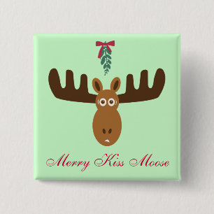 Chapa Cuadrada Alces del beso de Head_Mooseltoe_Merry de los