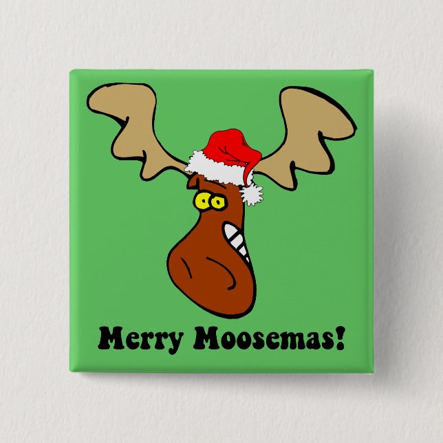 Chapa Cuadrada Alces divertidos del navidad (Anverso)
