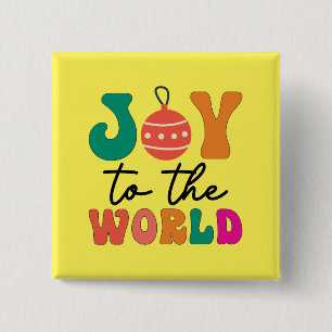 Chapa Cuadrada Alegría Al Mundo Tipografía Navideña Colorida