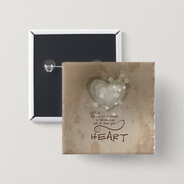 Chapa Cuadrada Alentamiento religioso cardíaco, Grunge (Anverso y reverso)