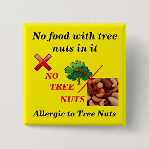 Chapa Cuadrada Alerta Alergia Alimenticia Árbol Nueces Alergia Am