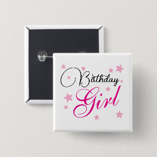 Chapa Cuadrada Alfiler de cumpleaños elegante para niña Regalo co