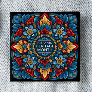 Chapa Cuadrada Alfiler de Talavera del Mes de la Herencia Hispana