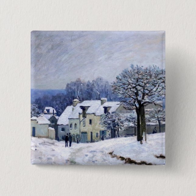 Chapa Cuadrada Alfred Sisley - Place Chenil en Marly, efecto de n (Anverso)