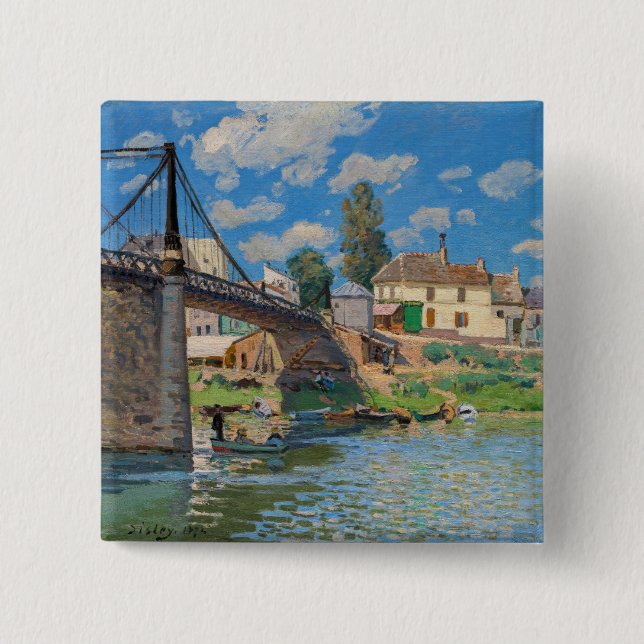 Chapa Cuadrada Alfred Sisley - Puente en Villeneuve-la-Garenne (Anverso)