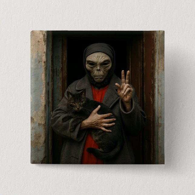 Chapa Cuadrada Alien Love (Anverso)