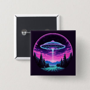 Chapa Cuadrada Alien Spaceship Retro Futurista
