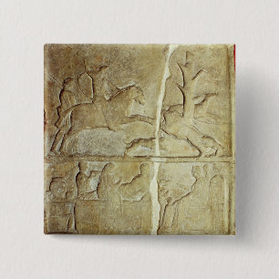 Chapa Cuadrada Alivio de Stela que representa una caza del jabal