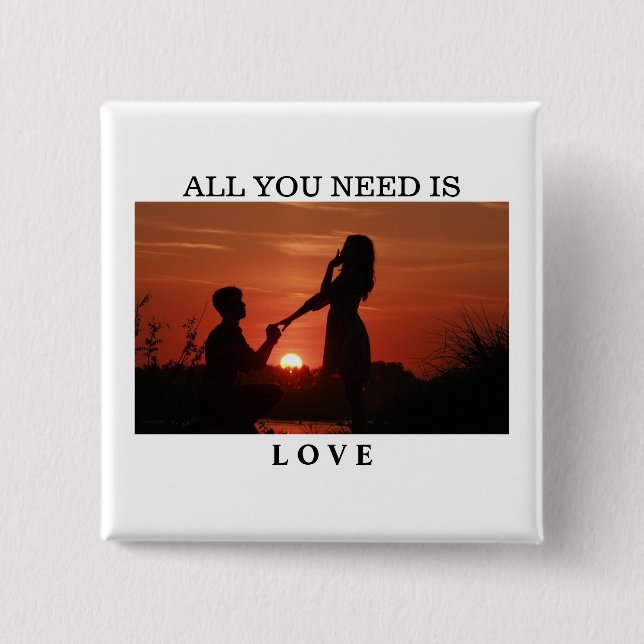 Chapa Cuadrada All you need is love couple anniversary quote (Anverso)
