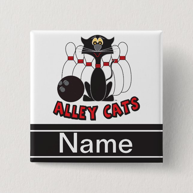 Chapa Cuadrada Alley Cats Bowling Pin | Personalizar (Anverso)