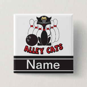 Chapa Cuadrada Alley Cats Bowling Pin   Personalizar