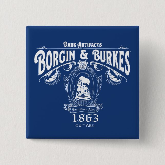 Chapa Cuadrada Almacén de artefactos oscuros BORGIN & BURKES™ Grá (Anverso)