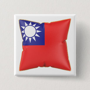 Chapa Cuadrada Almohada con la bandera de Taiwán