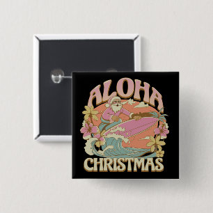Chapa Cuadrada Aloha Navidad Surfing Santa hawaiano Kalikimaka