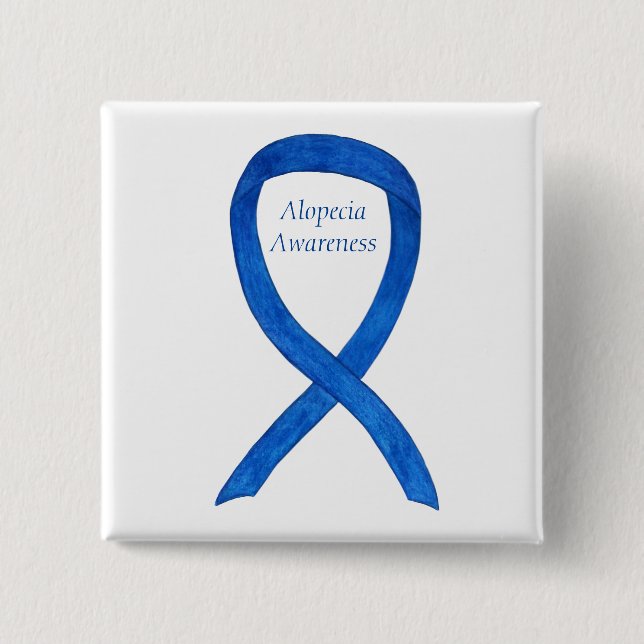 Chapa Cuadrada Alopecia Cinta de Concienciación Personalizado Pin (Anverso)