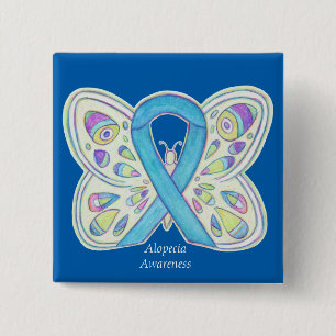 Chapa Cuadrada Alopecia Mariposa Conciencia Cinta Personalizado P