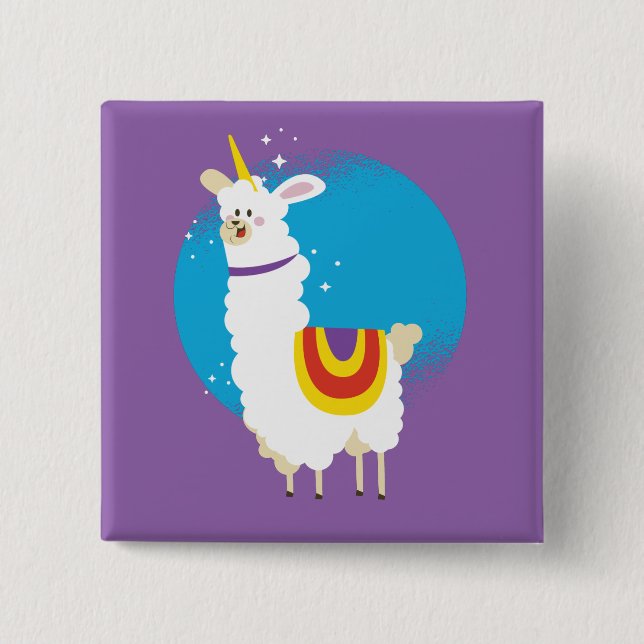 Chapa Cuadrada Alpaca Unicorn (Anverso)