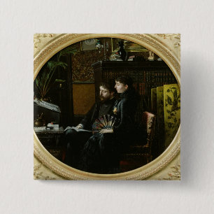 Chapa Cuadrada Alphonse Daudet y su esposa en su estudio