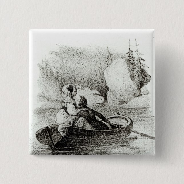 Chapa Cuadrada Alphonse de Lamartine y Elvire (Anverso)