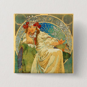 Chapa Cuadrada Alphonse Mucha Art Nouveau Princess Hyacinth