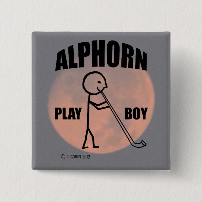 Chapa Cuadrada Alphorn Play Boy (Anverso)