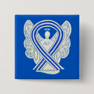 Chapa Cuadrada ALS Angel Awareness Ribbon Personalizado Art Pin