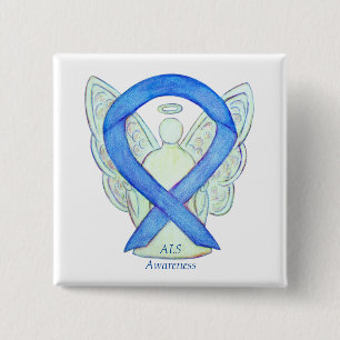 Chapa Cuadrada ALS Angel Awareness Ribbon Personalizado Art Pin
