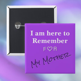 Chapa Cuadrada Alzheimers púrpura de la ALZ Concienciación de los