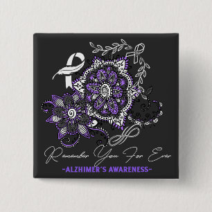 Chapa Cuadrada Alzheimer's Ribbon Fight Dementia Awareness