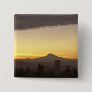 Chapa Cuadrada Amanecer sobre Portland y Monte Hood, Oregón