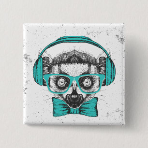 Chapa Cuadrada Amante de la música del Lemur el